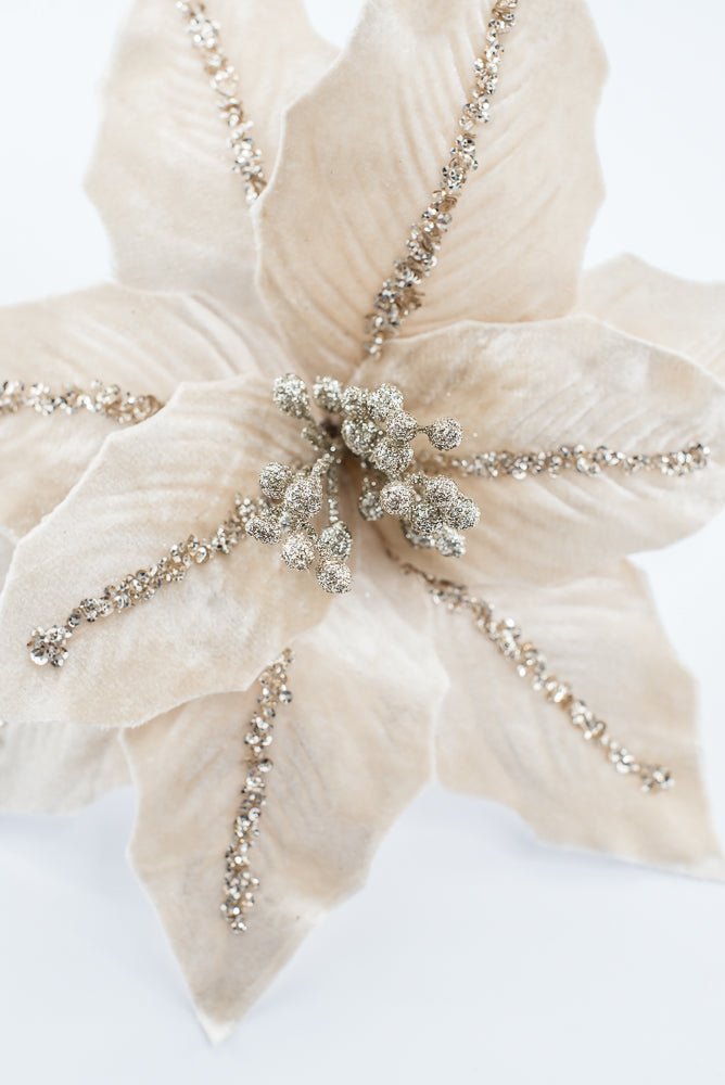 Artificial Champagne Poinsettia Stem - 16" - Greenery Market86876CH