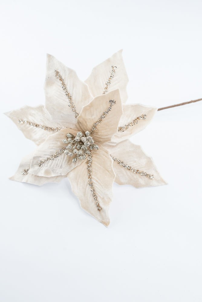 Artificial Champagne Poinsettia Stem - 16" - Greenery Market86876CH