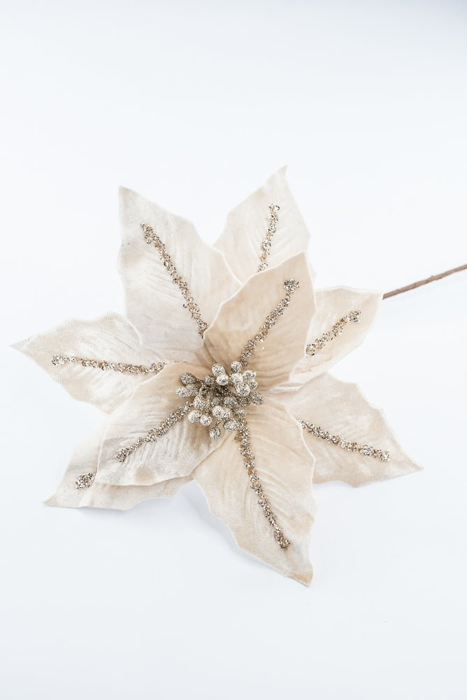 Artificial Champagne Poinsettia Stem - 16" - Greenery Market86876CH