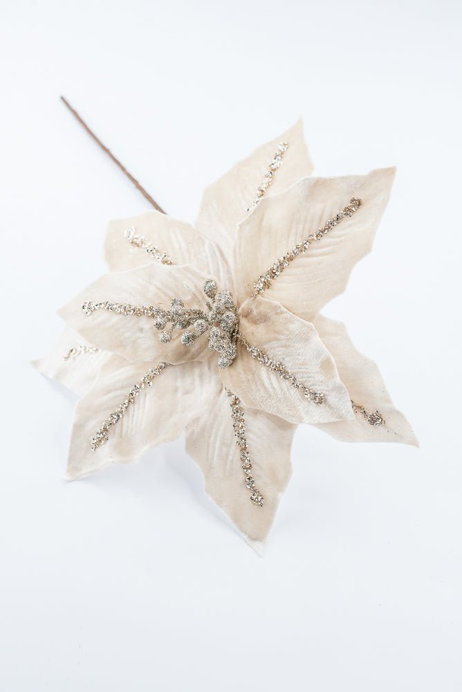 Artificial Champagne Poinsettia Stem - 16" - Greenery Market86876CH