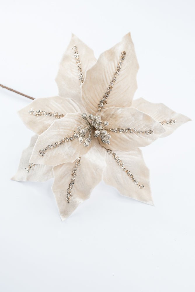 Artificial Champagne Poinsettia Stem - 16" - Greenery Market86876CH