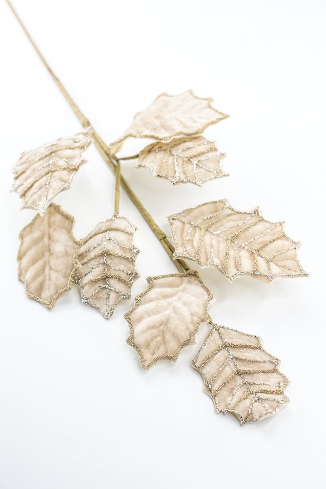 Artificial Champagne Velvet Holly Glitter Spray - 26.5" - Greenery MarketArtificial Flowers277650