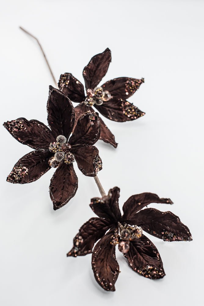 Artificial Chocolate Poinsettia Spray - 28" - Greenery MarketArtificial Flowers283566