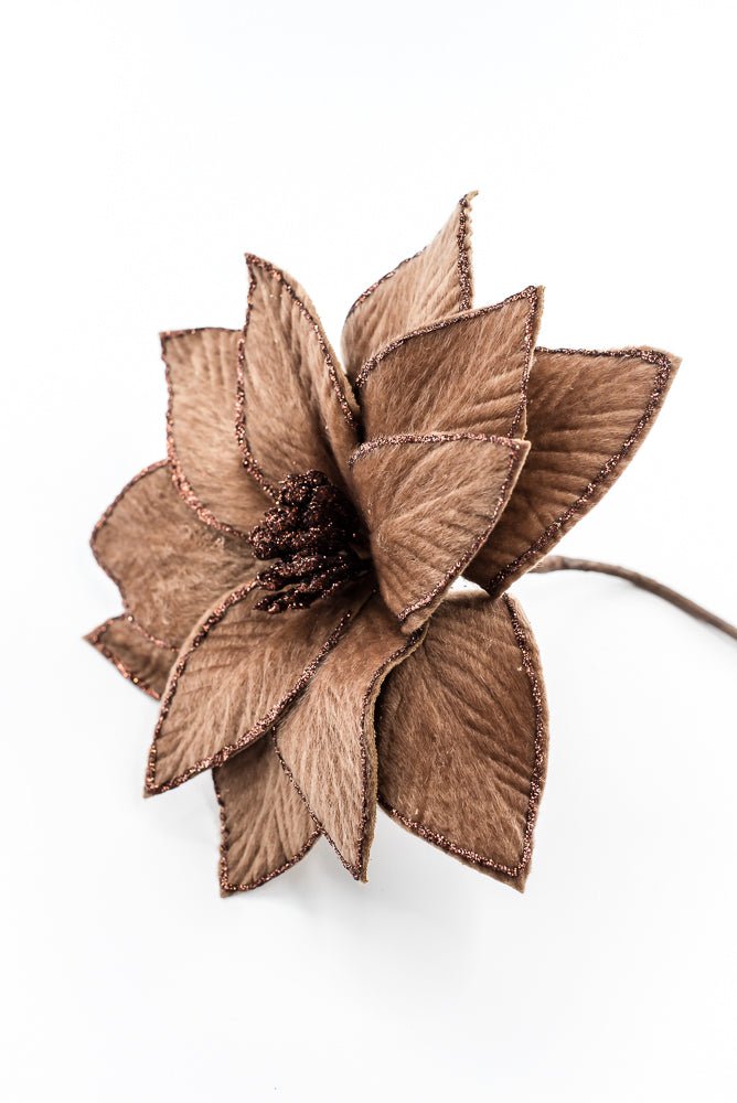 Artificial Chocolate Poinsettia Stem - 20" - Greenery Market86937BN
