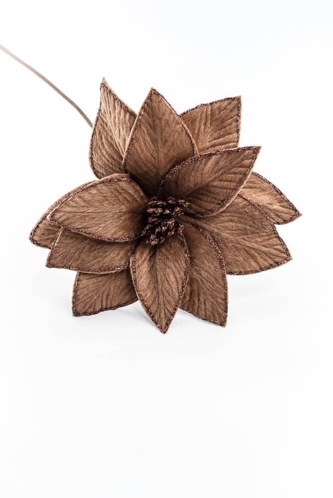 Artificial Chocolate Poinsettia Stem - 20" - Greenery Market86937BN