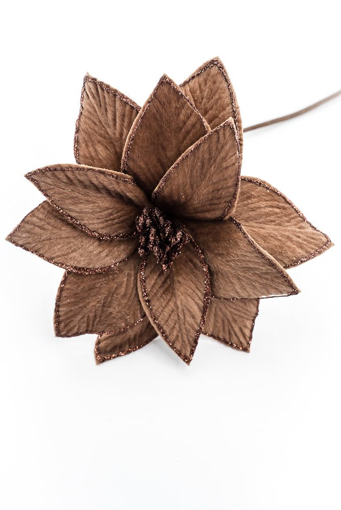Artificial Chocolate Poinsettia Stem - 20" - Greenery Market86937BN