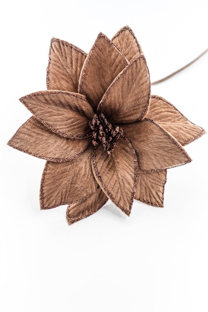 Artificial Chocolate Poinsettia Stem - 20" - Greenery Market86937BN