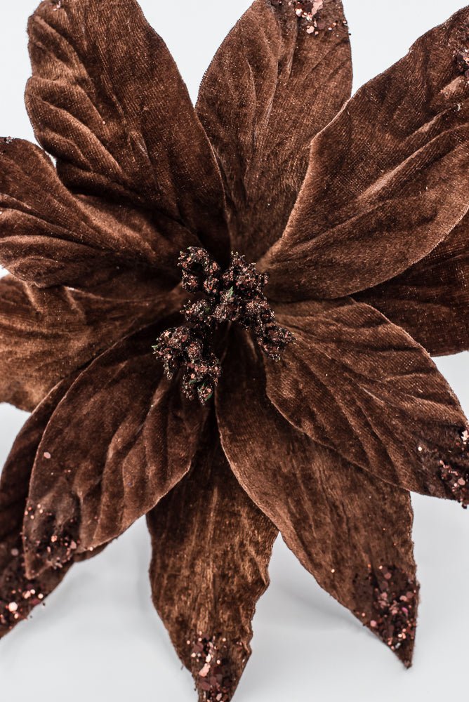 Artificial Chocolate Velvet Poinsettia Stem - 24" - Greenery Market86797CHO