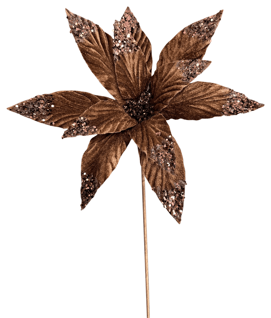 Artificial Chocolate Velvet Poinsettia Stem - 24" - Greenery Market86797CHO