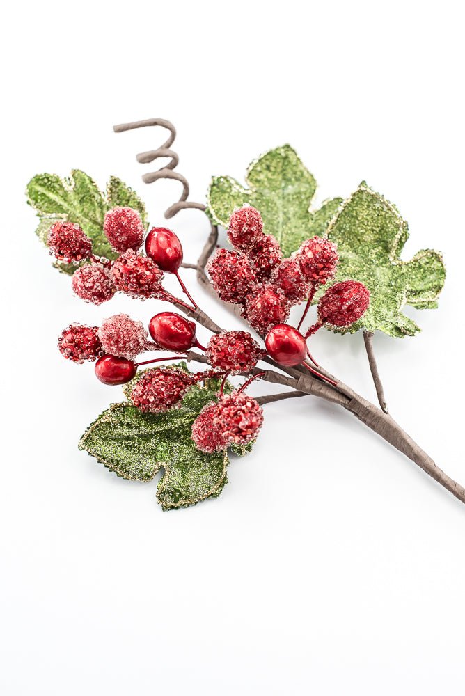 Artificial Christmas Red Berry Leaf Jewel Spray - 20" - Greenery MarketArtificial Flowers229697
