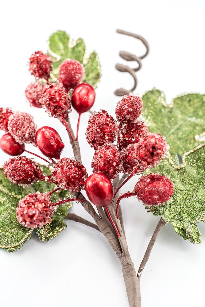 Artificial Christmas Red Berry Leaf Jewel Spray - 20" - Greenery MarketArtificial Flowers229697