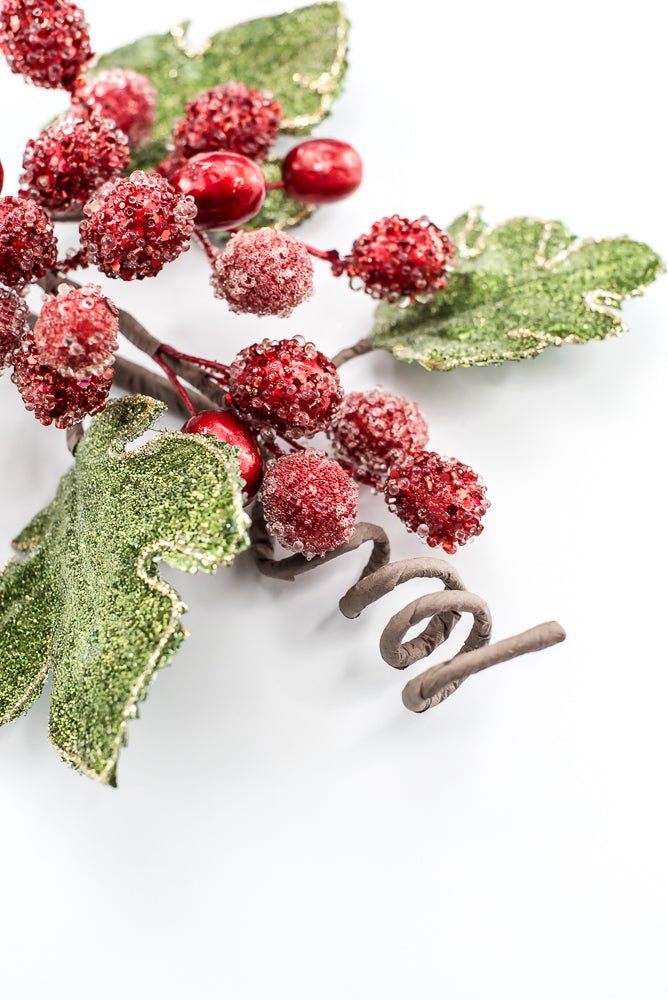 Artificial Christmas Red Berry Leaf Jewel Spray - 20" - Greenery MarketArtificial Flowers229697