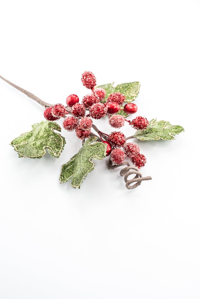 Artificial Christmas Red Berry Leaf Jewel Spray - 20" - Greenery MarketArtificial Flowers229697