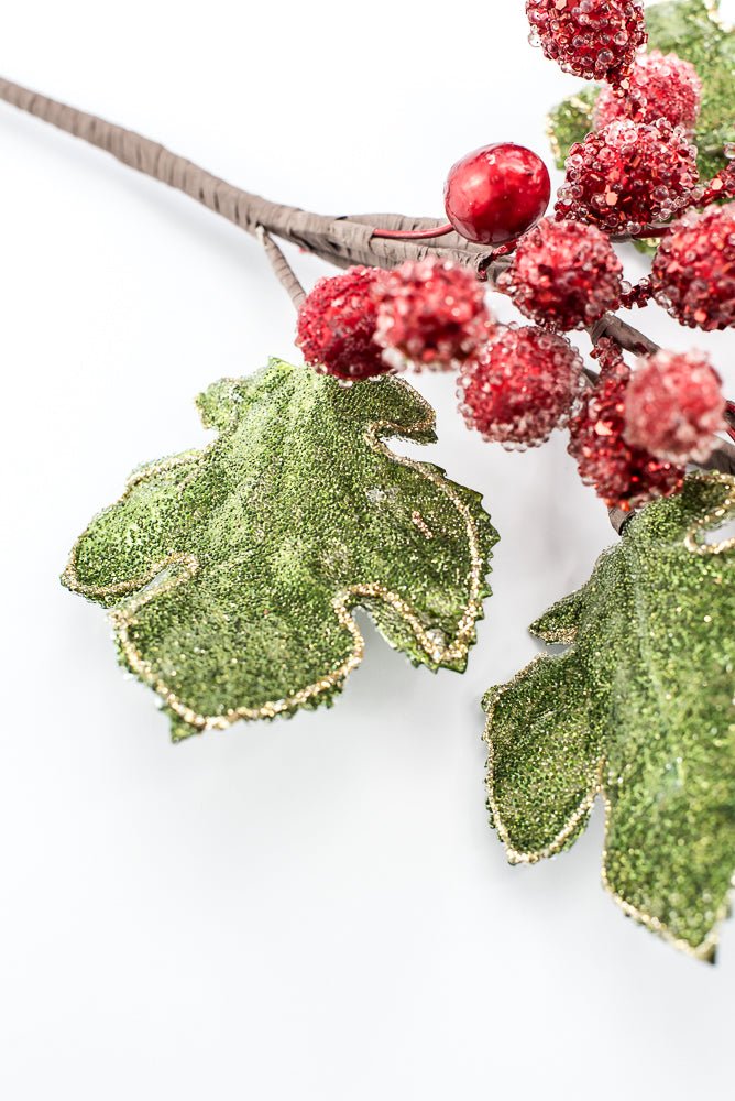 Artificial Christmas Red Berry Leaf Jewel Spray - 20" - Greenery MarketArtificial Flowers229697