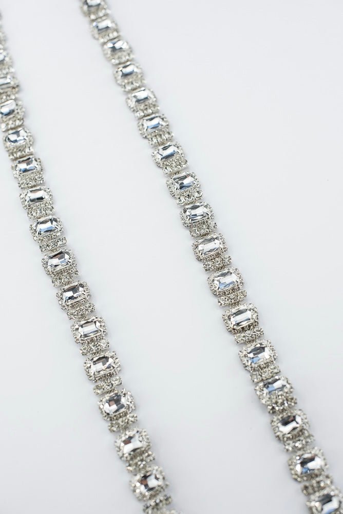 Artificial Clear Emerald Cut Crystal Chain Garland With Hooks - 36" - Greenery MarketAC520-CL