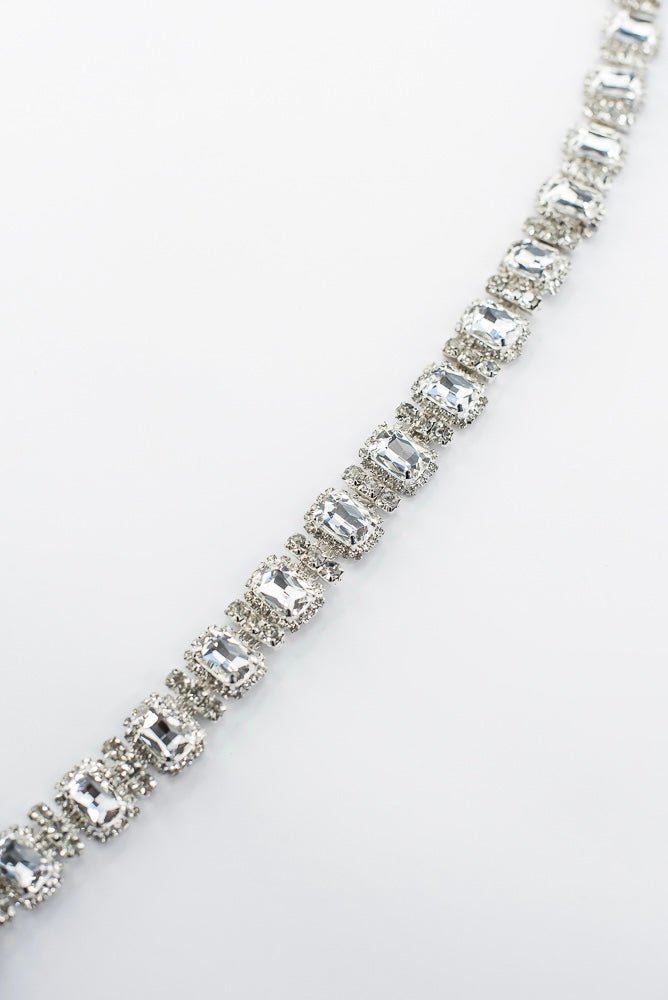 Artificial Clear Emerald Cut Crystal Chain Garland With Hooks - 36" - Greenery MarketAC520-CL