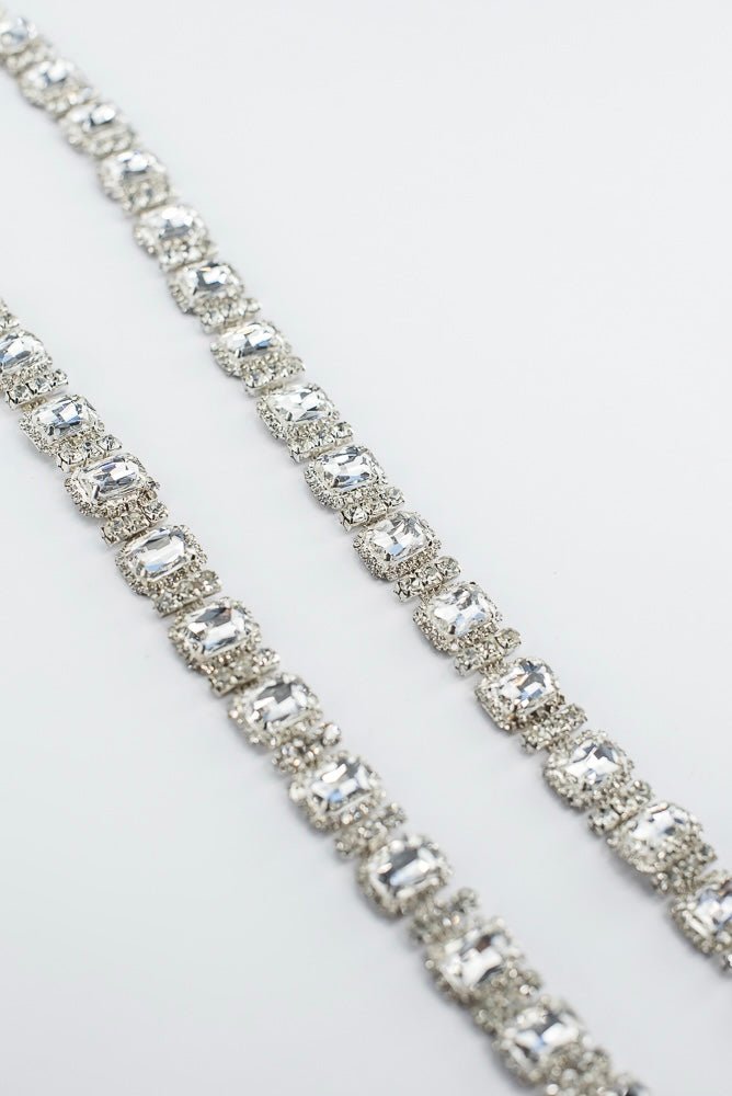 Artificial Clear Emerald Cut Crystal Chain Garland With Hooks - 36" - Greenery MarketAC520-CL