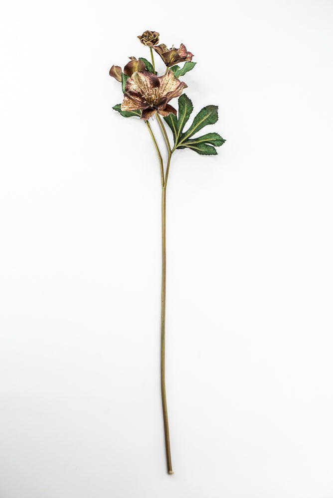Artificial Coffee & Gold Glitter Helleborus Spray - 26" - Greenery MarketArtificial FloraXF692-COF