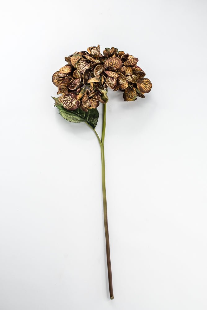 Artificial Coffee & Gold Glitter Hydrangea Spray - 22" - Greenery MarketArtificial FloraXF693-COF