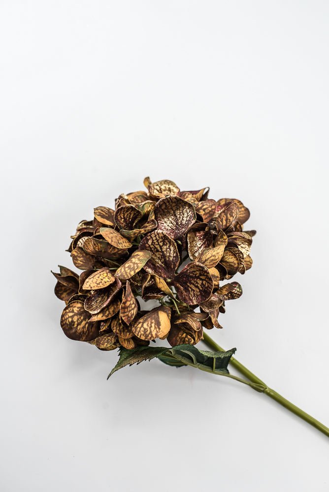 Artificial Coffee & Gold Glitter Hydrangea Spray - 22" - Greenery MarketArtificial FloraXF693-COF