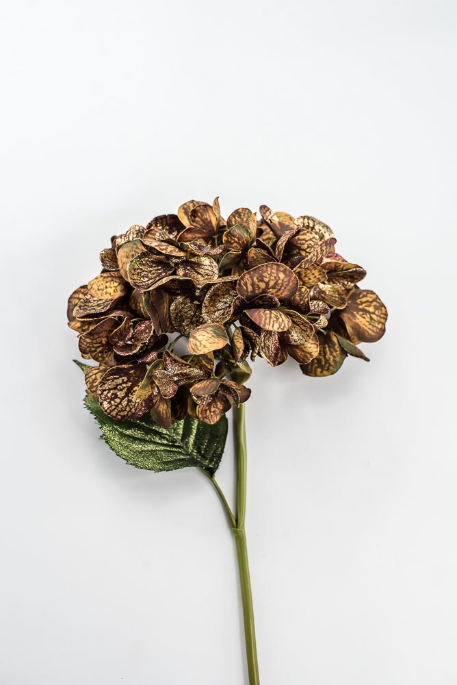 Artificial Coffee & Gold Glitter Hydrangea Spray - 22" - Greenery MarketArtificial FloraXF693-COF