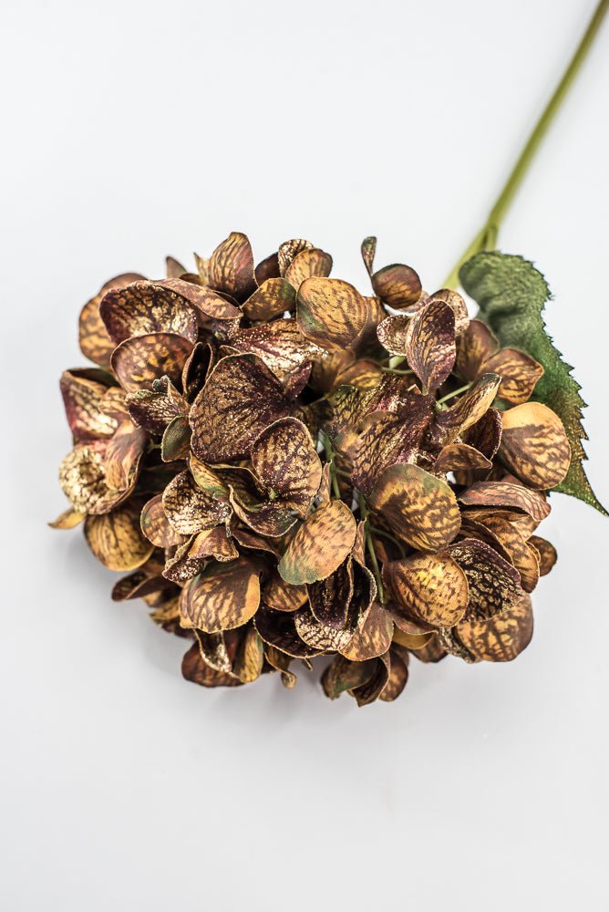 Artificial Coffee & Gold Glitter Hydrangea Spray - 22" - Greenery MarketArtificial FloraXF693-COF