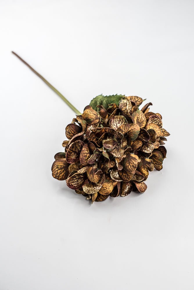 Artificial Coffee & Gold Glitter Hydrangea Spray - 22" - Greenery MarketArtificial FloraXF693-COF