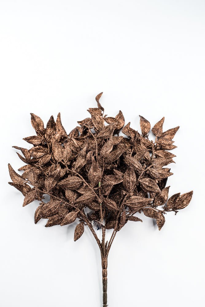 Artificial Copper Leaf With Glitter Bush - 17" - Greenery MarketArtificial Flora85808-COPPER