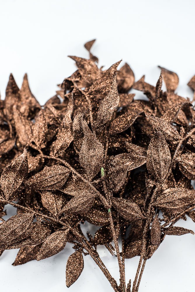Artificial Copper Leaf With Glitter Bush - 17" - Greenery MarketArtificial Flora85808-COPPER