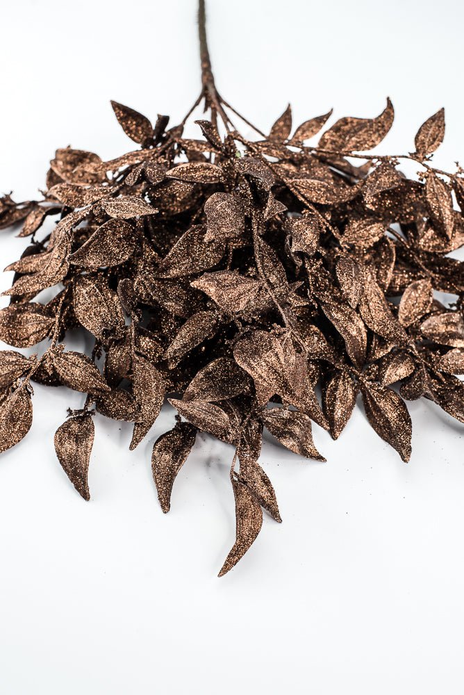 Artificial Copper Leaf With Glitter Bush - 17" - Greenery MarketArtificial Flora85808-COPPER