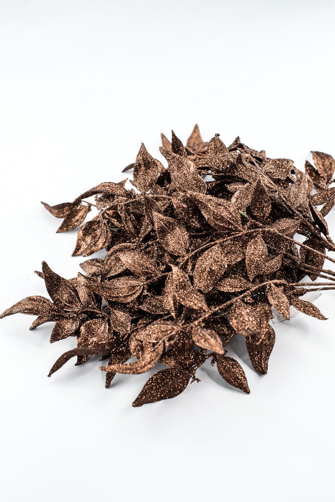 Artificial Copper Leaf With Glitter Bush - 17" - Greenery MarketArtificial Flora85808-COPPER
