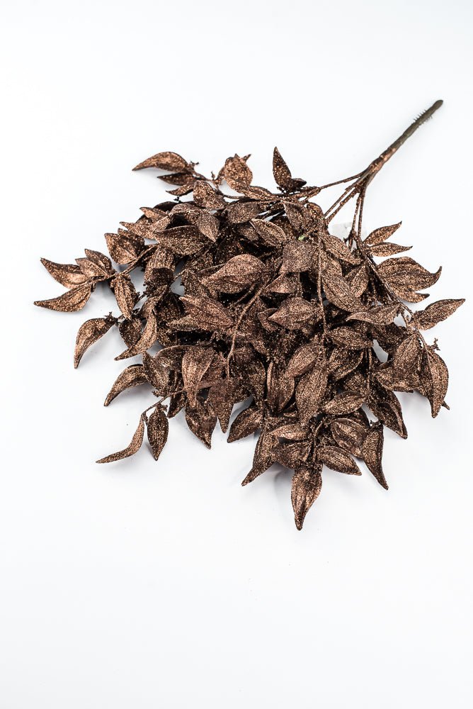 Artificial Copper Leaf With Glitter Bush - 17" - Greenery MarketArtificial Flora85808-COPPER