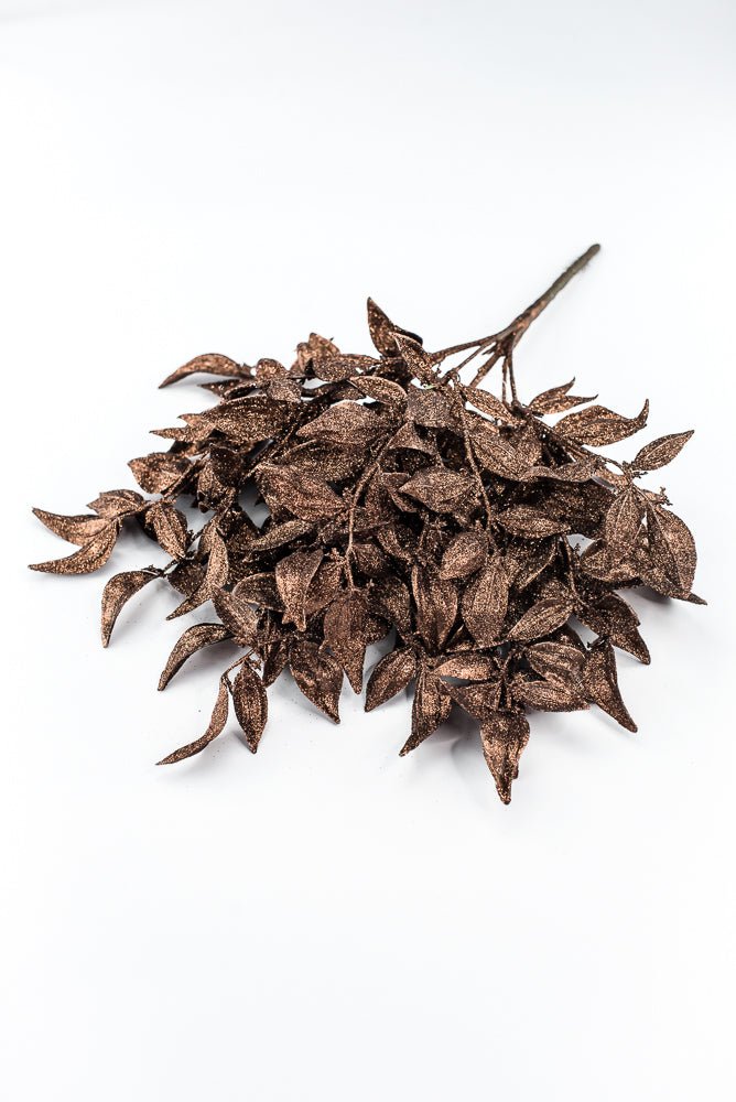 Artificial Copper Leaf With Glitter Bush - 17" - Greenery MarketArtificial Flora85808-COPPER
