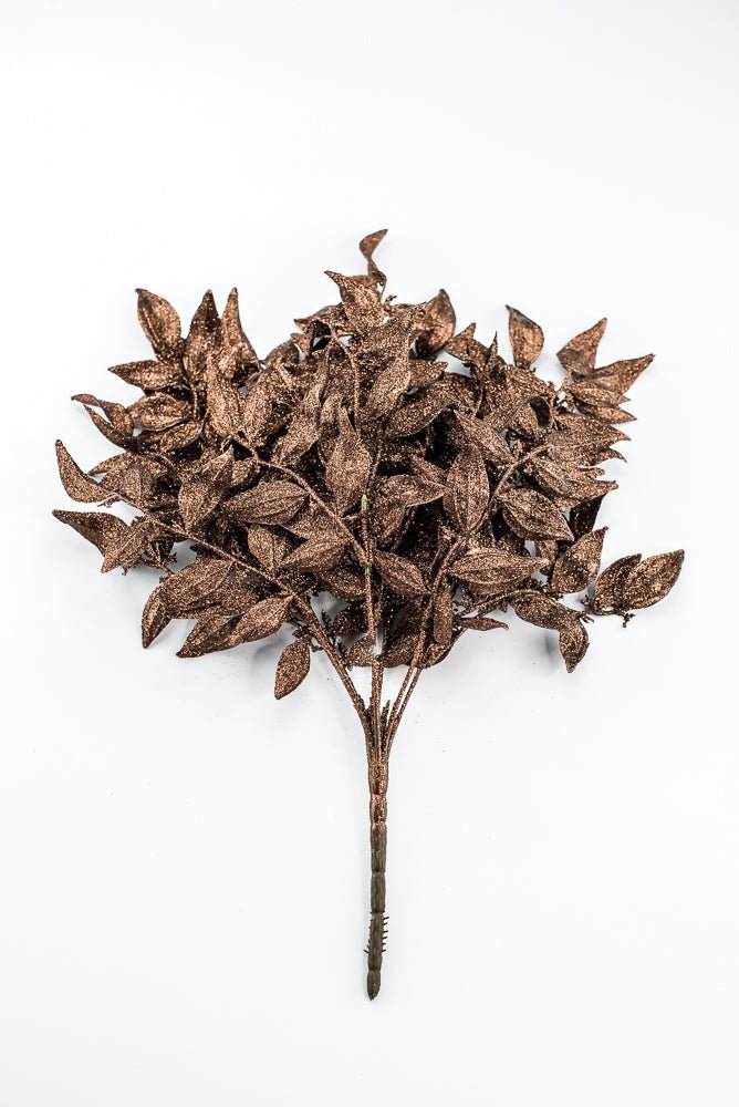 Artificial Copper Leaf With Glitter Bush - 17" - Greenery MarketArtificial Flora85808-COPPER