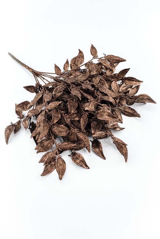 Artificial Copper Leaf With Glitter Bush - 17" - Greenery MarketArtificial Flora85808-COPPER