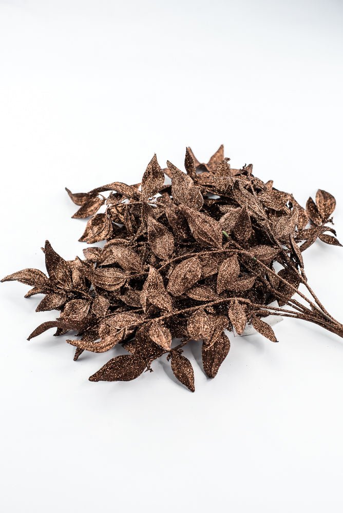 Artificial Copper Leaf With Glitter Bush - 17" - Greenery MarketArtificial Flora85808-COPPER