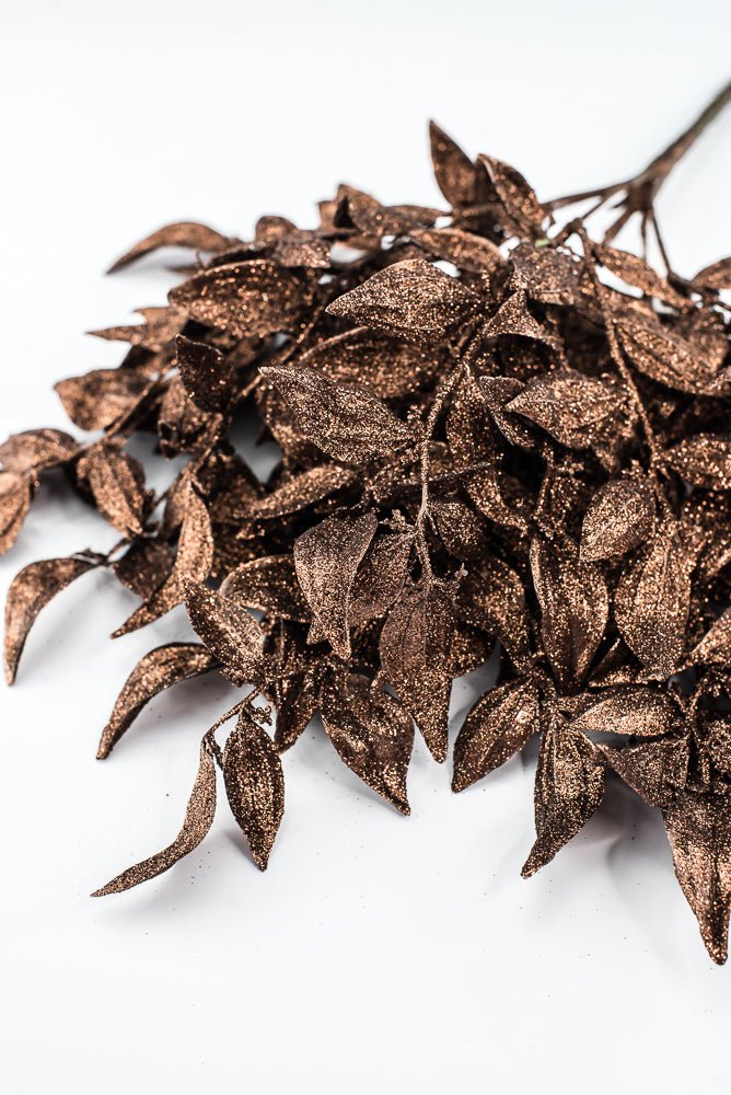 Artificial Copper Leaf With Glitter Bush - 17" - Greenery MarketArtificial Flora85808-COPPER