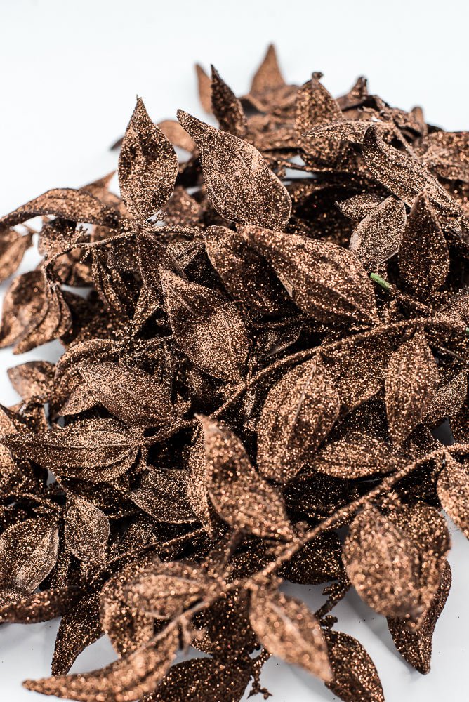 Artificial Copper Leaf With Glitter Bush - 17" - Greenery MarketArtificial Flora85808-COPPER