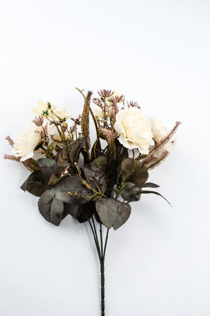 Artificial Cream Beige Rose Bush - 15" - Greenery MarketArtificial Flowers57452BE