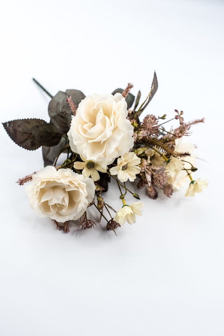 Artificial Cream Beige Rose Bush - 15" - Greenery MarketArtificial Flowers57452BE