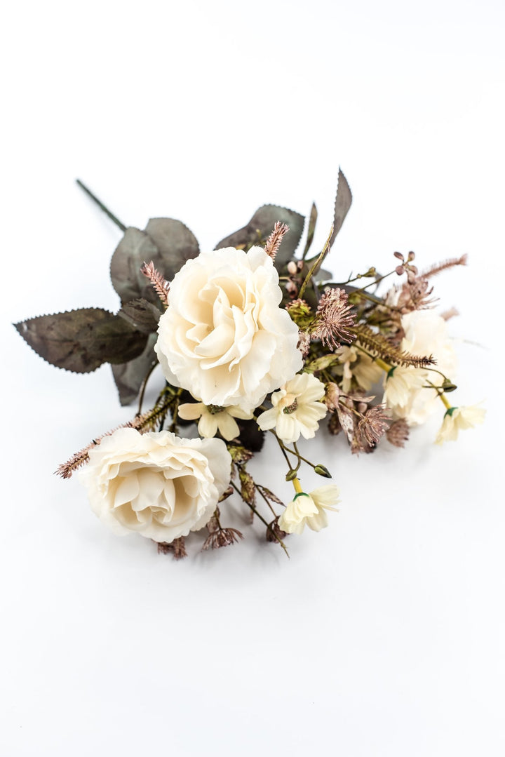 Artificial Cream Beige Rose Bush - 15" - Greenery MarketArtificial Flowers57452BE