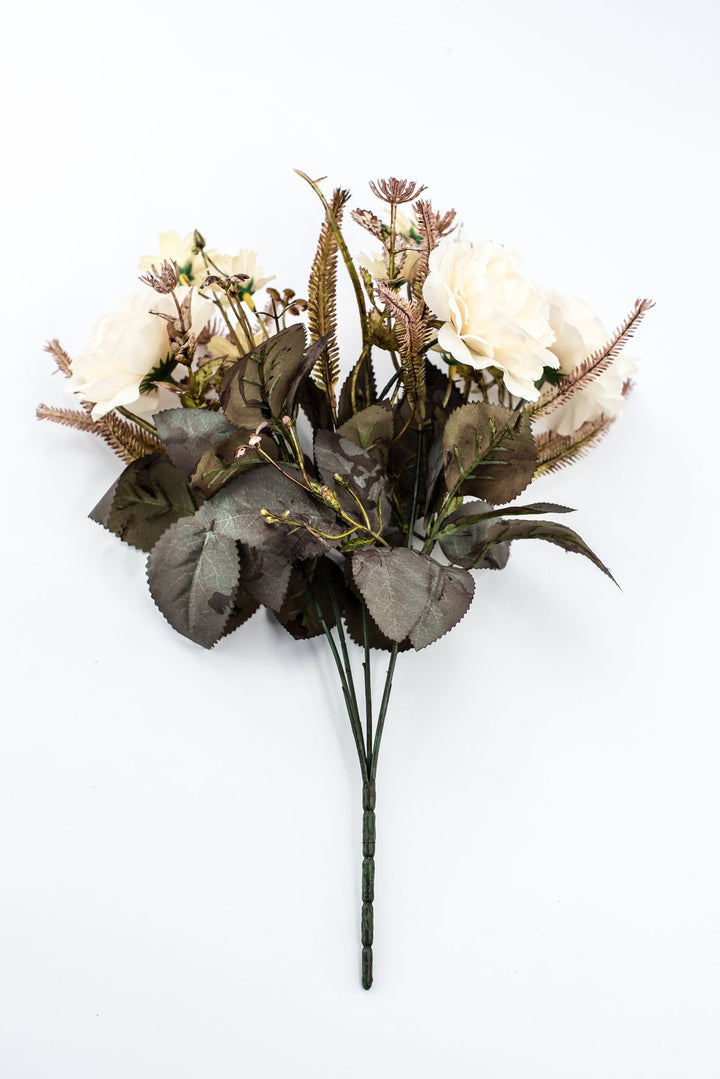 Artificial Cream Beige Rose Bush - 15" - Greenery MarketArtificial Flowers57452BE