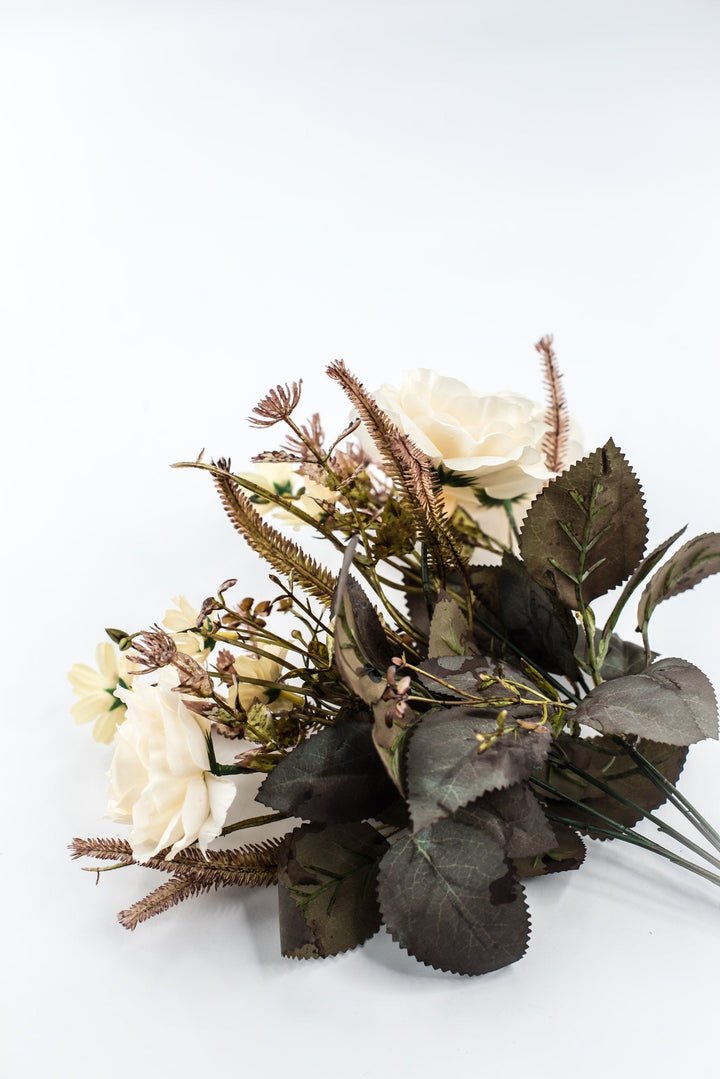 Artificial Cream Beige Rose Bush - 15" - Greenery MarketArtificial Flowers57452BE