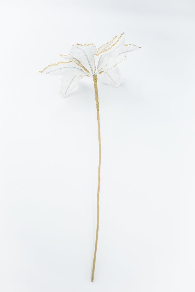 Artificial Cream & Gold Poinsettia Stem - 20" - Greenery MarketArtificial Flowers277657