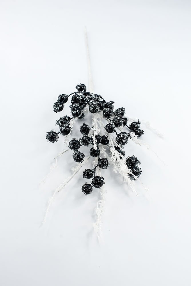 Artificial, Dark Blue, Iced Berry Twig Spray - 23" - Greenery MarketArtificial Branches278004