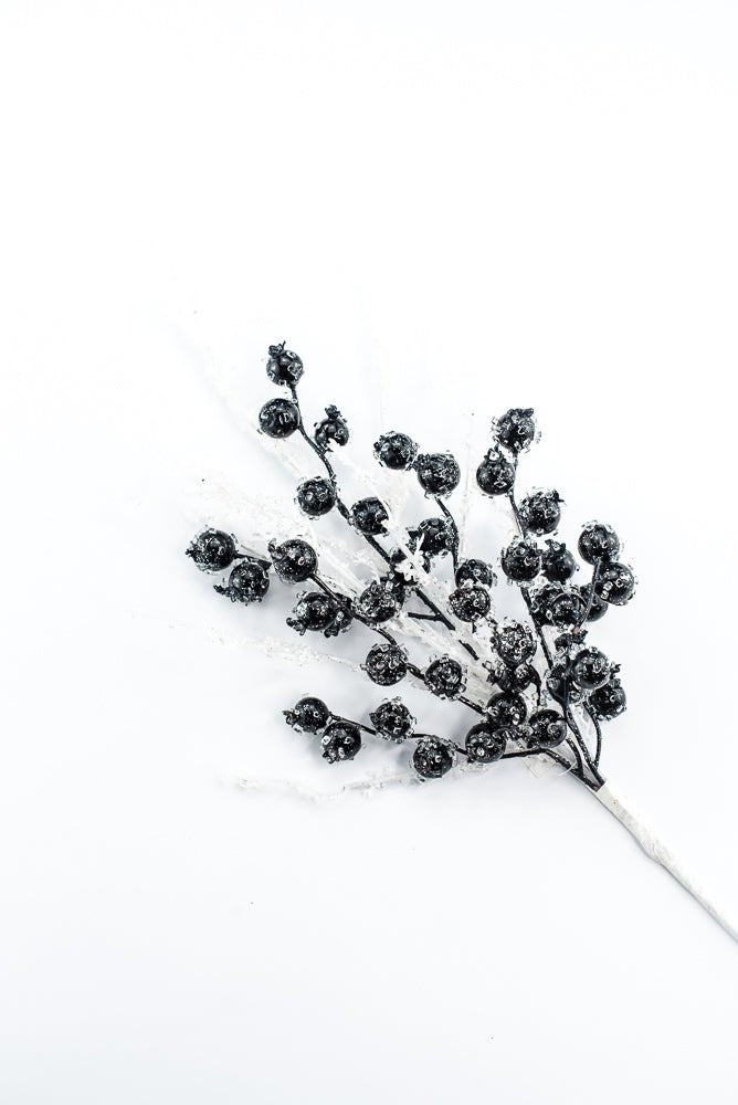 Artificial, Dark Blue, Iced Berry Twig Spray - 23" - Greenery MarketArtificial Branches278004