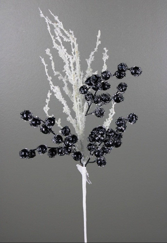 Artificial, Dark Blue, Iced Berry Twig Spray - 23" - Greenery MarketArtificial Branches278004