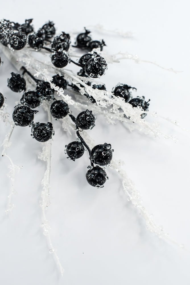 Artificial, Dark Blue, Iced Berry Twig Spray - 23" - Greenery MarketArtificial Branches278004