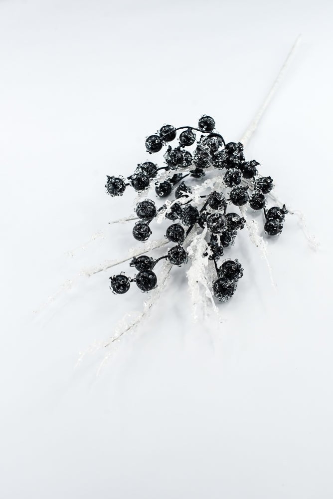 Artificial, Dark Blue, Iced Berry Twig Spray - 23" - Greenery MarketArtificial Branches278004