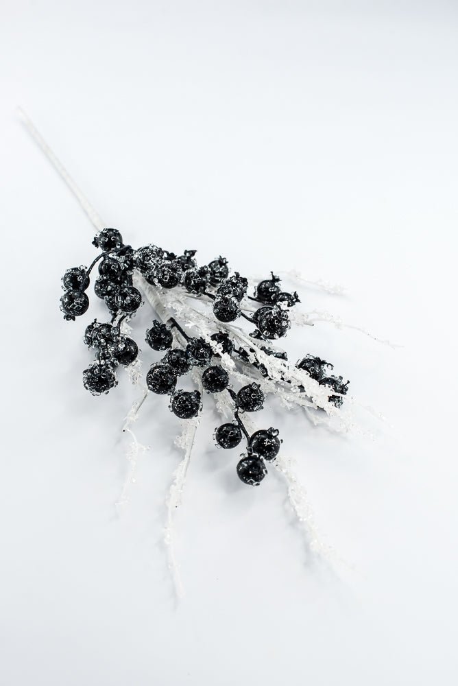 Artificial, Dark Blue, Iced Berry Twig Spray - 23" - Greenery MarketArtificial Branches278004